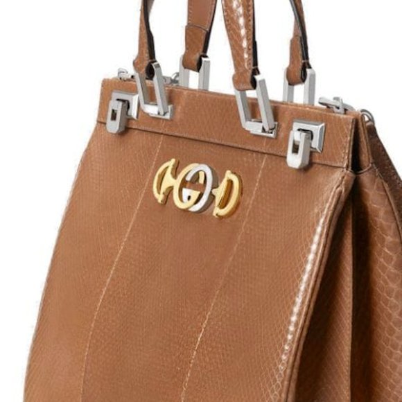 NWT GUCCI GG ZUMI MEDIUM TOP HANDLE PYTHON SATCHEL BAG - Picture 2 of 6